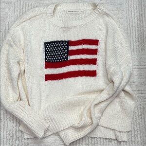 moon & madison Cream Sweater with American Flag Design